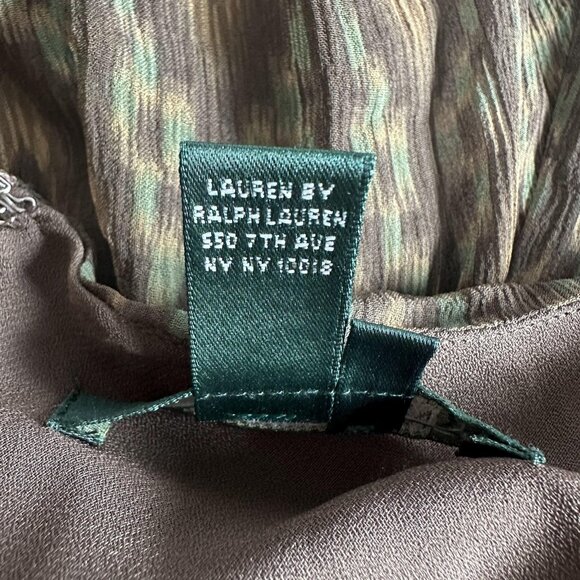 Lauren Ralph Lauren Tahiti Midi Skirt Womens 18W Brown Silk Lined‎ Boho Rustic - Picture 9 of 9